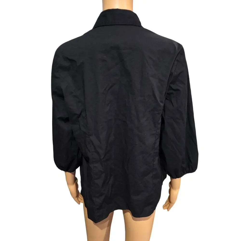 Essentials by A.B.S Black 3/4 Sleeve Button Up Top Large NWOT - Picture 4 of 5